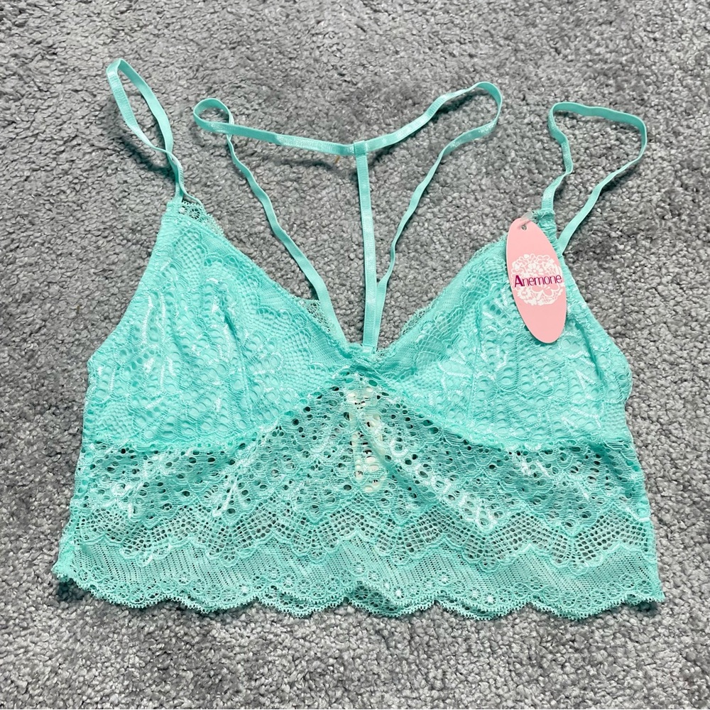 Anemone Zara Teal Lace Choker Bralette New Women’s Size M/L